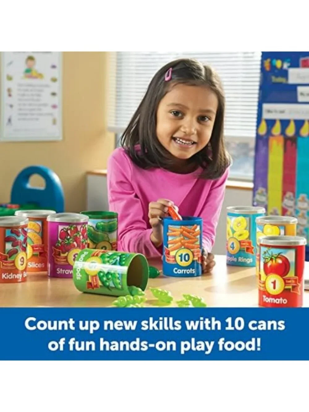 Counting Cans Set - 65 Pieces for Toddlers, Preschool Activities, Supermarket